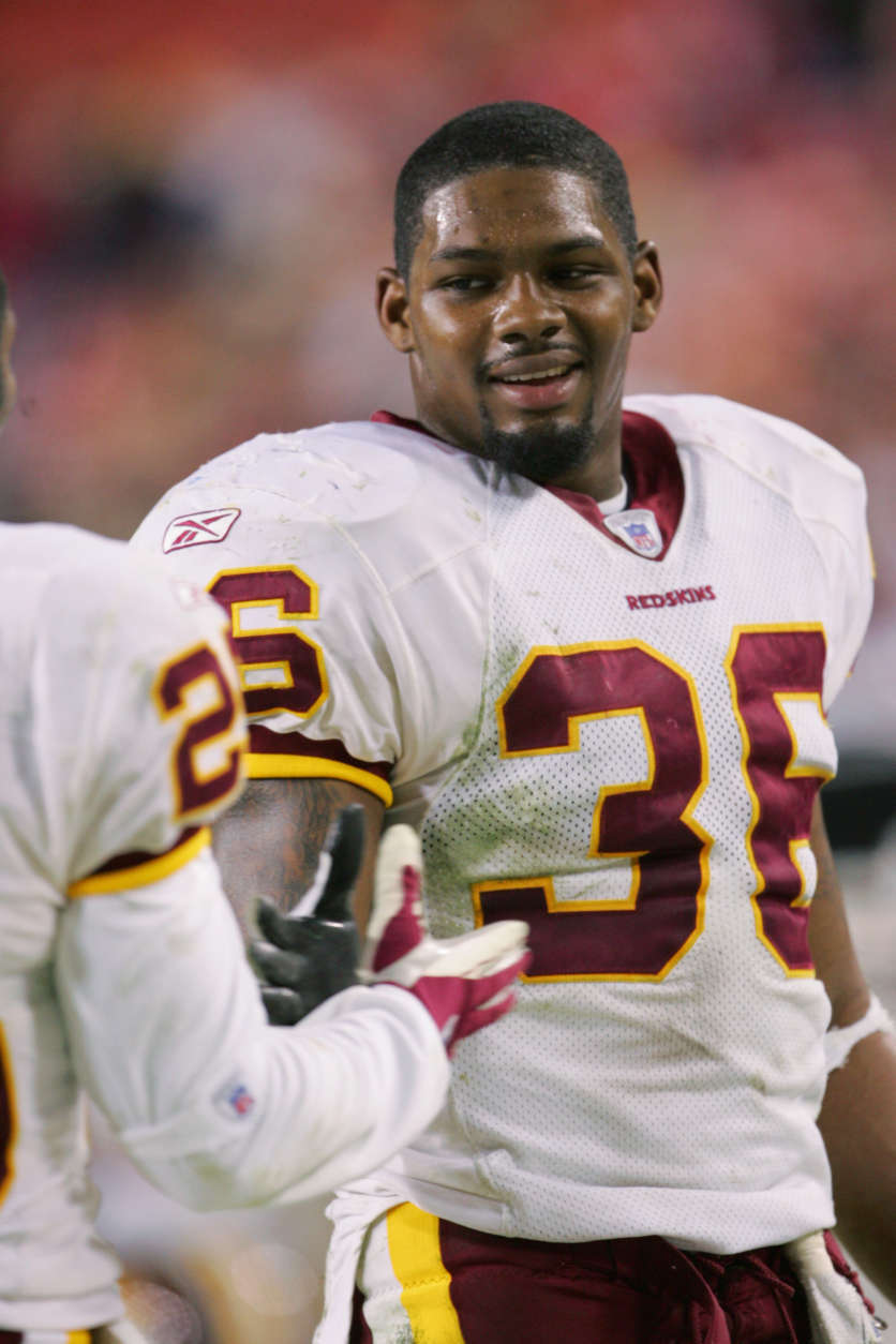 LANDOVER,MD - DECEMBER 5:  Sean Taylor #36 of the Washington Redskins stands on the sideline during the game against the New York Giants at Fed Ex Field on December 5, 2004 in Landover, Maryland. The Redskins won 31-7. (Photo by Jamie Squire/Getty Images)