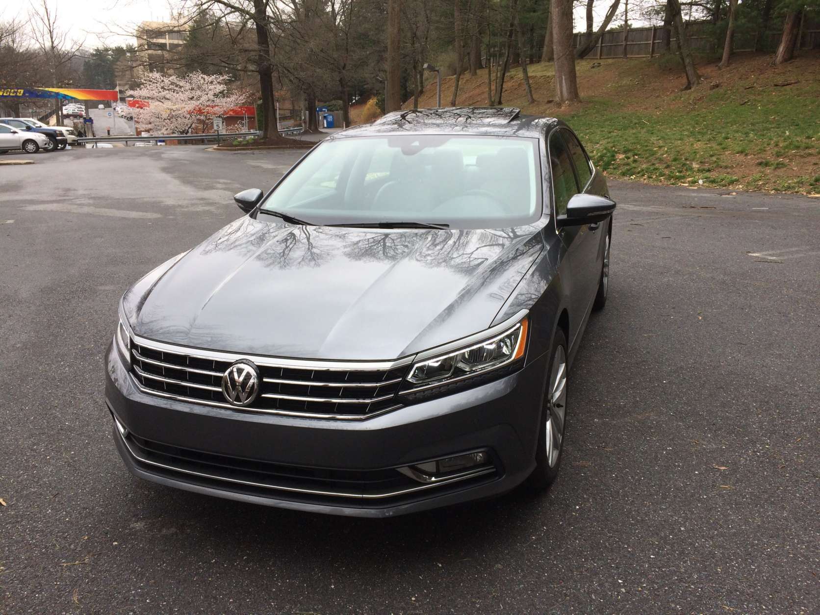The Passat styling is pretty conservative compared to some of the models in the midsize sedan class. The $34,815 SEL Premium trim level, however, looks a bit flashier compared to other Passat models. (WTOP/Mike Parris) 