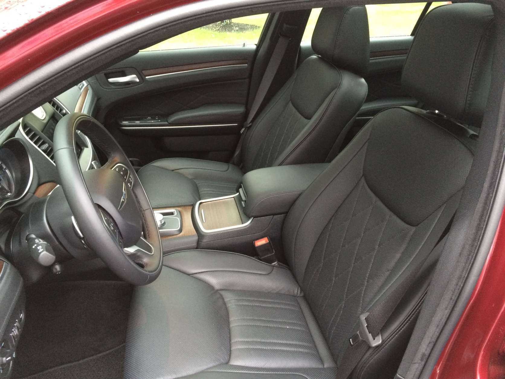 Leather seats are standard, heated and ventilated. They sit more like living room furniture with soft comfort rather than the firm sport seats that some sedans have. (WTOP/Mike Parris) 
