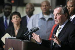 Chicago Mayor Richard Daley speaks during a news conference, Thursday, July 1, 2010 in Chicago. Daley introduced what the city says is the most comprehensive gun ordinance in the United States.  Daley said the ordinance would include a ban on gun shops in the city and prohibit guns from anywhere except inside the owner's home. That would mean owners couldn't bring a gun into a garage, yard or porch.  The ordinance would bar gun ownership for anyone convicted of a violent crime or with two or more convictions for drunken driving. (AP Photo/M. Spencer Green)
