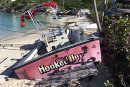 Many beaches are still lined with boats that washed ashore. (WTOP/Jeff Clabaugh)