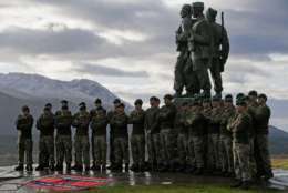 SPEAN BRIDGE, UNITED KINGDOM - NOVEMBER 11:  Serving servicemen and veterans gather at Commando Memorial, Spean Bridge where they observed a two minute silence as a mark of respect for the war dead on November 11, 2017 in Spean Bridge, Scotland. Armistice Day traditionally marks the end of the WWI when Germany and the allied forces signed the armistice signaling the end of hostilities on the Western Front. The cessation of the war officially took effect on the eleventh hour of the eleventh day of the eleventh month and is marked annually by services of remembrance for all those who have fallen in wars and a two minute silence.  (Photo by Jeff J Mitchell/Getty Images)