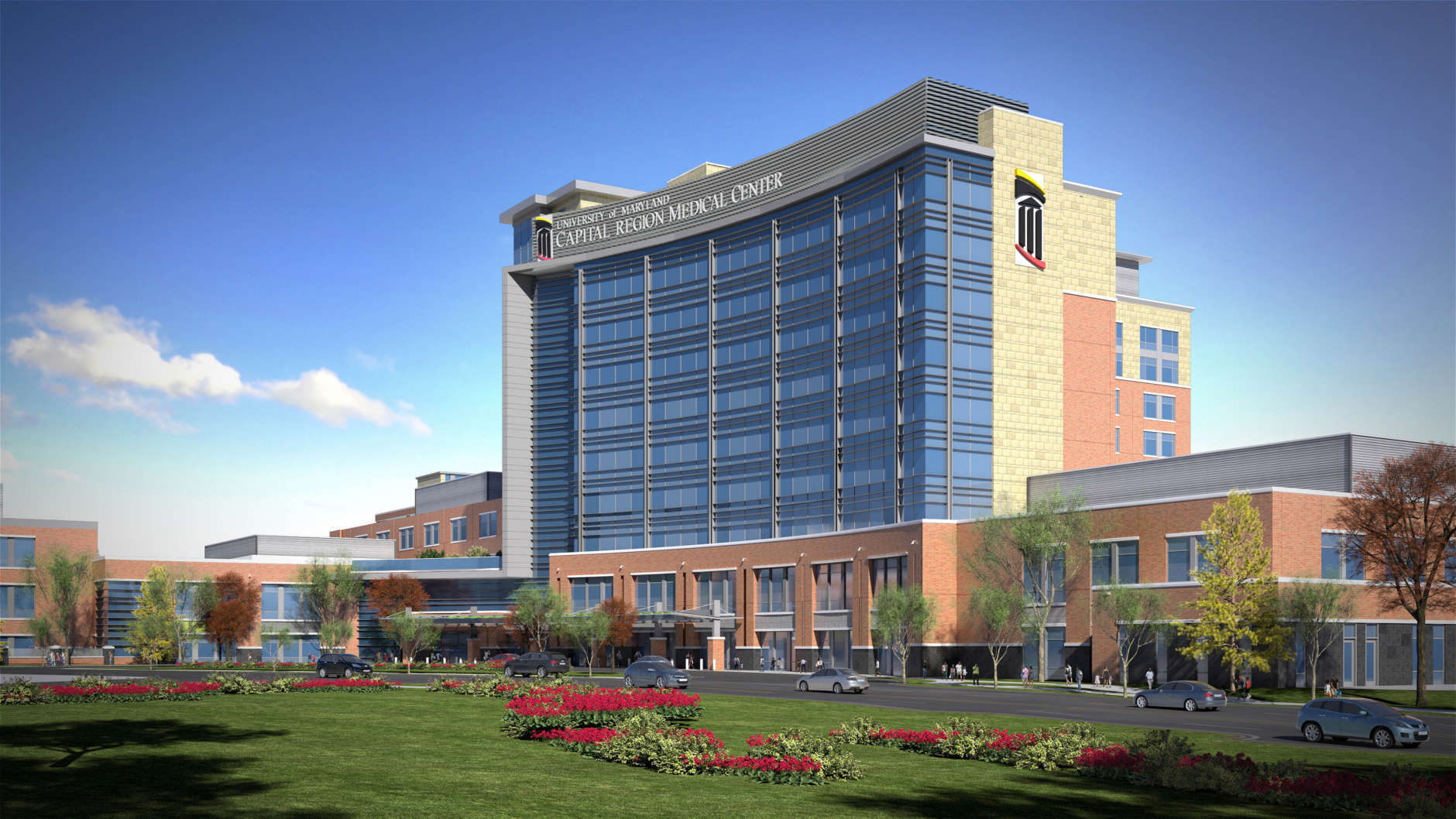 The University of Maryland Capital Region Medical Center will include a 600,000-square-foot facility with an 11-story main patient care building, 205 private, inpatient rooms and eight operating rooms. (Courtesy University of Maryland Medical System)