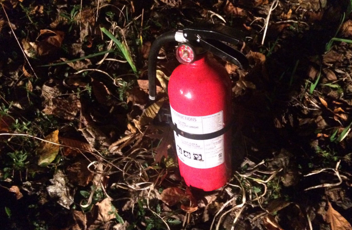 photo shows a fire extinguisher