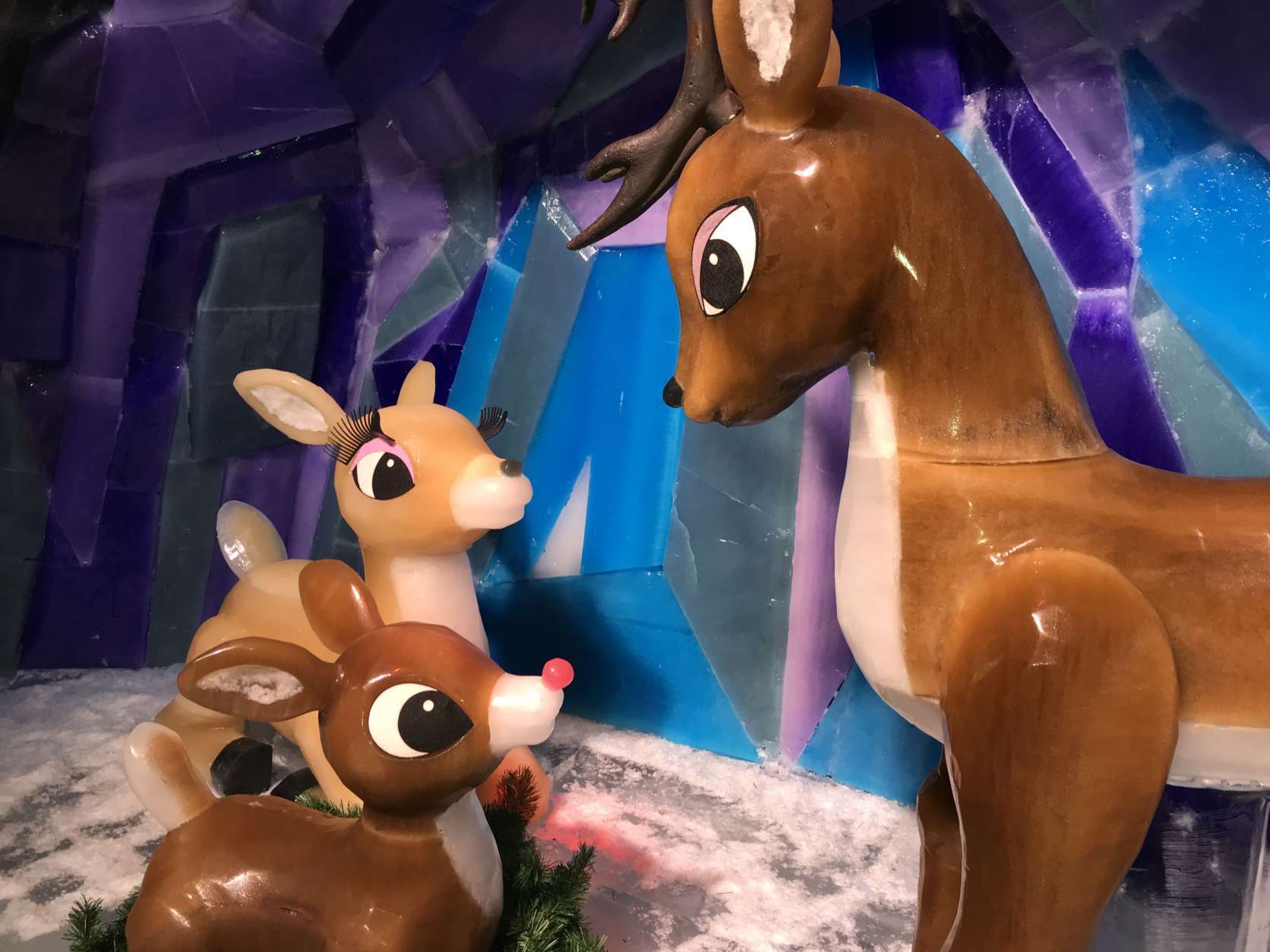 This scene from ICE! at Gaylord National Resort at National Harbor features Rudolph as a fawn.  (WTOP/Michelle Basch)