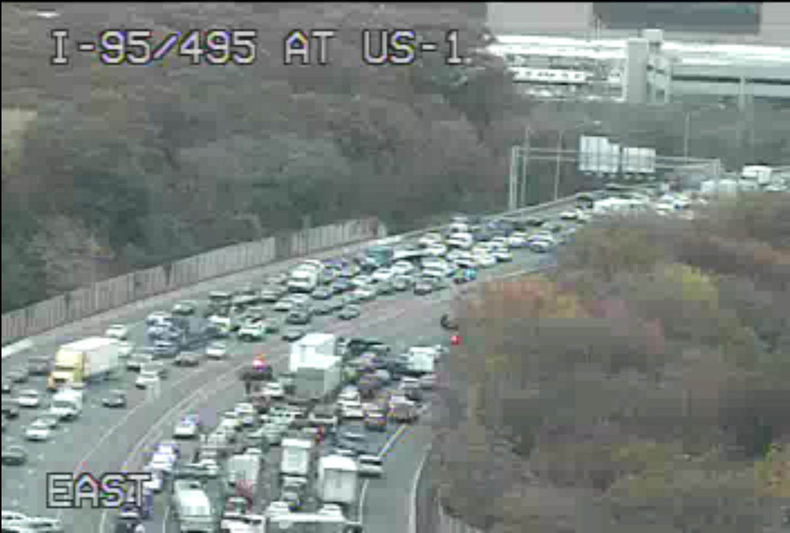 A view of the Inner Loop delay as a result of the police activity. The photo was taken from Maryland State Highway Administration cameras around 2:20 p.m. (Courtesy Maryland State Highway Administration)