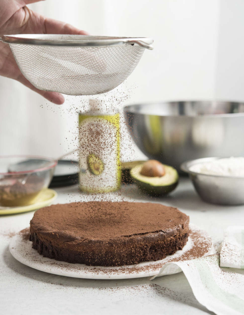 The "Sheba from Queens Cake" is Yosses' take on Julia Child's Queen of Sheba cake. It has 75 percent less sugar and substitutes avocado for butter. (Courtesy Penguin Random House/Evan Sung)