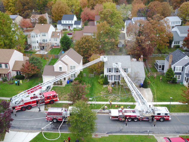 Montgomery County Fire and Rescue Service responded to the house fire on 3064 Schubert Drive at around 9:30 a.m. They were able to put out the fire and rescue the dogs from the home, but the dogs died from smoke inhalation. (Courtesy Pete Piringer)