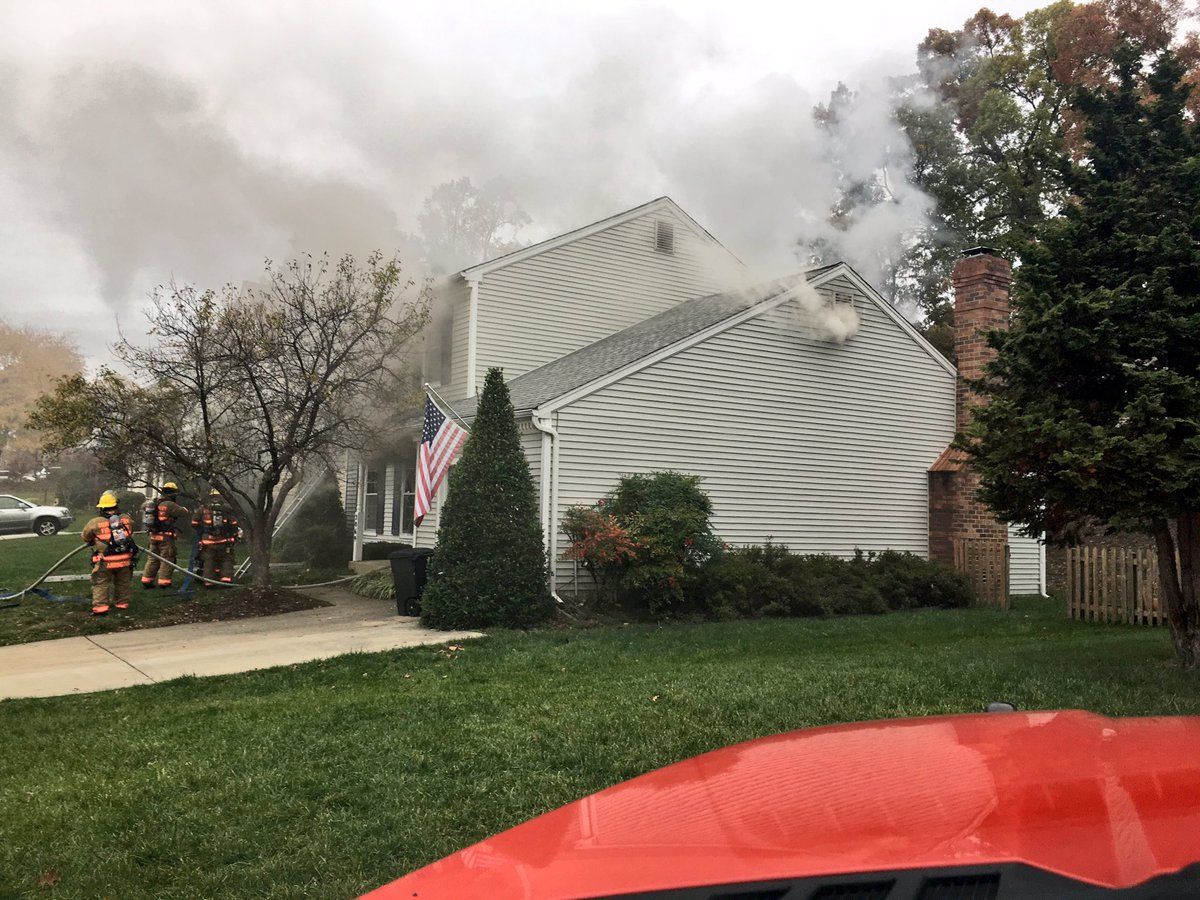 Montgomery County Fire and Rescue Service responded to the house fire on 3064 Schubert Drive at around 9:30 a.m. They were able to put out the fire and rescue the dogs from the home, but the dogs died from smoke inhalation. (Courtesy Pete Piringer)