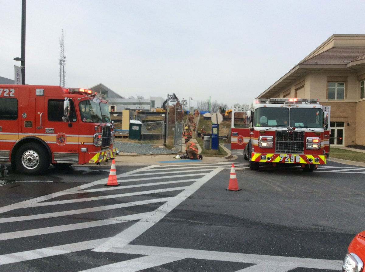 About 45 firefighters and a HAZMAT team responded to the gas leak at the Germantown campus of Montgomery College (Courtesy Montgomery County Fire and Rescue Service)