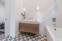 Designers are going for a braver look even in the bathroom. Pattern-on-pattern design is in, Trulia says. (Courtesy Trulia)