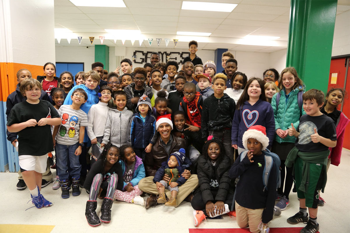 The 44th president made a surprise visit the Boys and Girls Club of D.C. this week. (Barack Obama/Twitter)