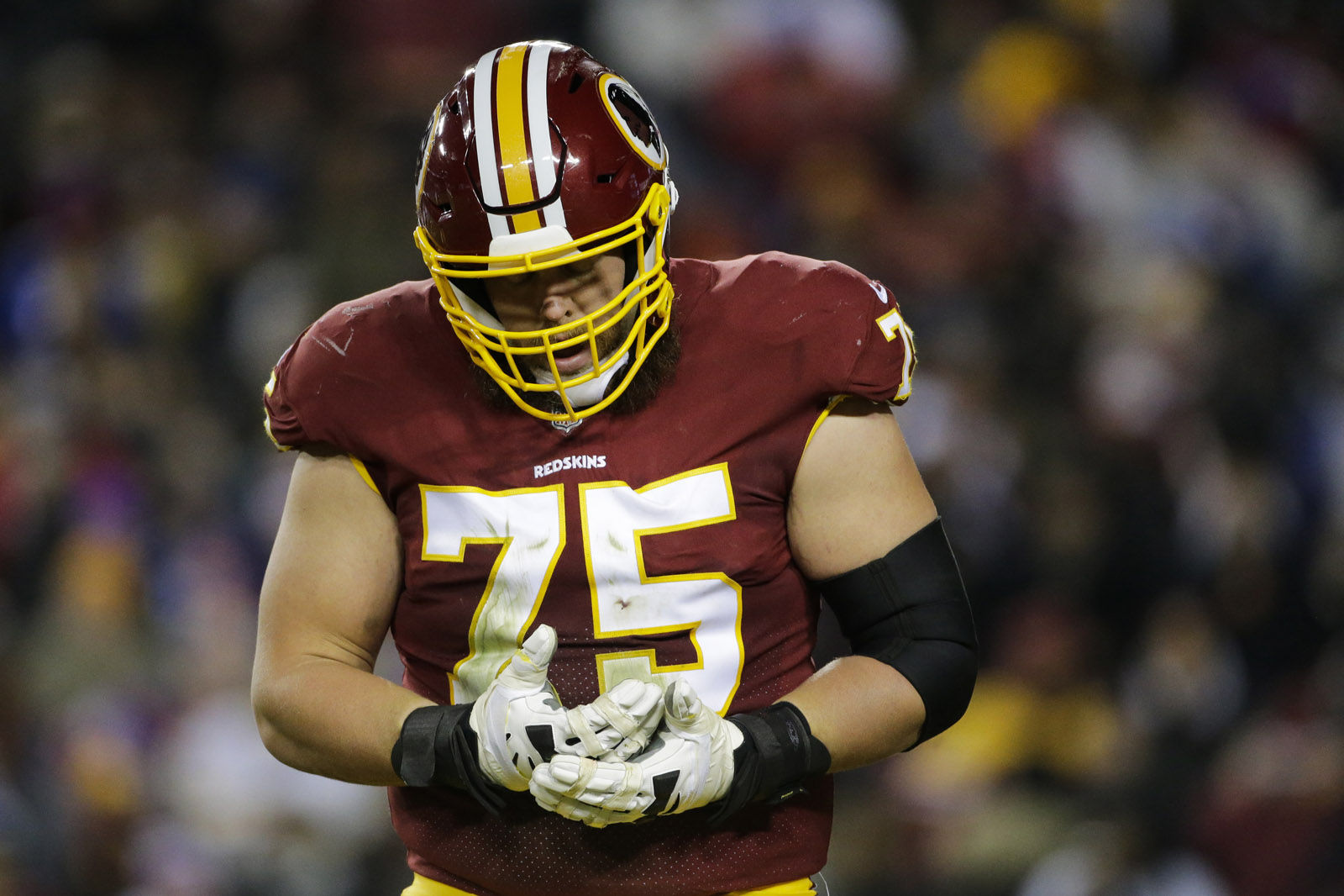 Washington Redskins offensive guard Brandon Scherff (75) was aslo named to the 2018 Pro Bowl. 2018 will be his second straight Pro Bowl appearence and the second of his career. File. (AP Photo/Mark Tenally)