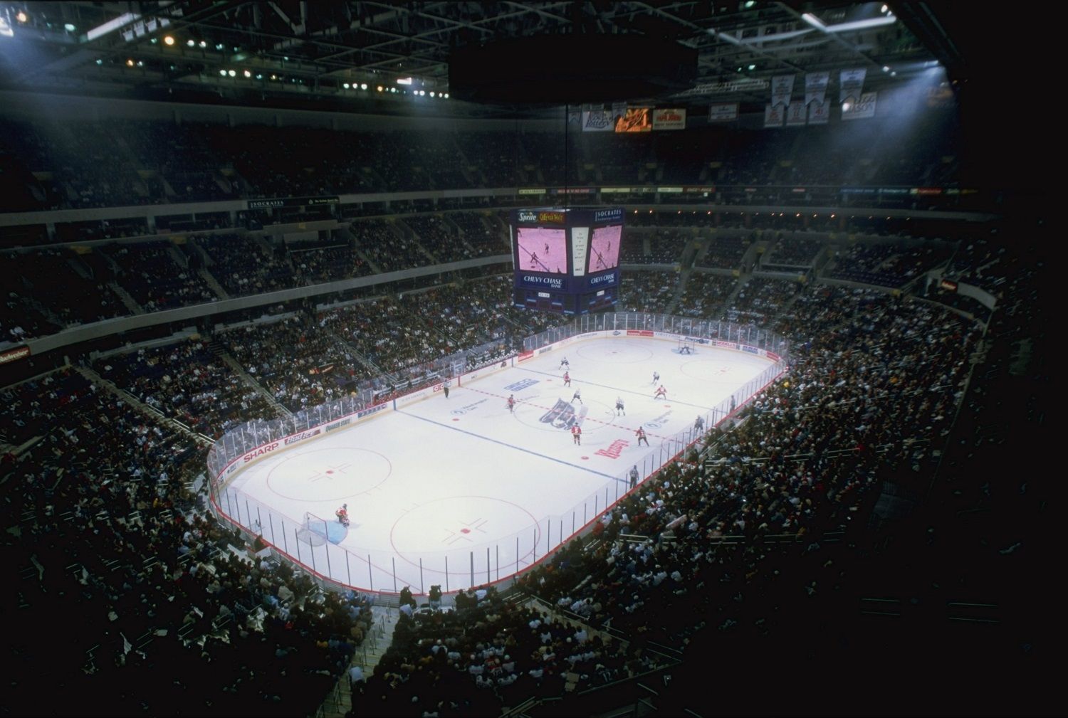 5 Dec 1997:  A view from above the ice at the MCI Center during the Washington Capitals 3-2 win over the Florida Panthers in Washington, D.C. Mandatory Credit: Doug Pensinger  /Allsport