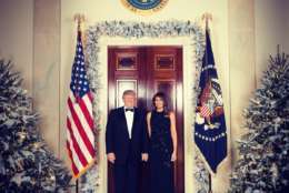 The 2017 Christmas portrait of President Donald Trump and first lady Melania Trump. (White House photo by Andrea Hanks)