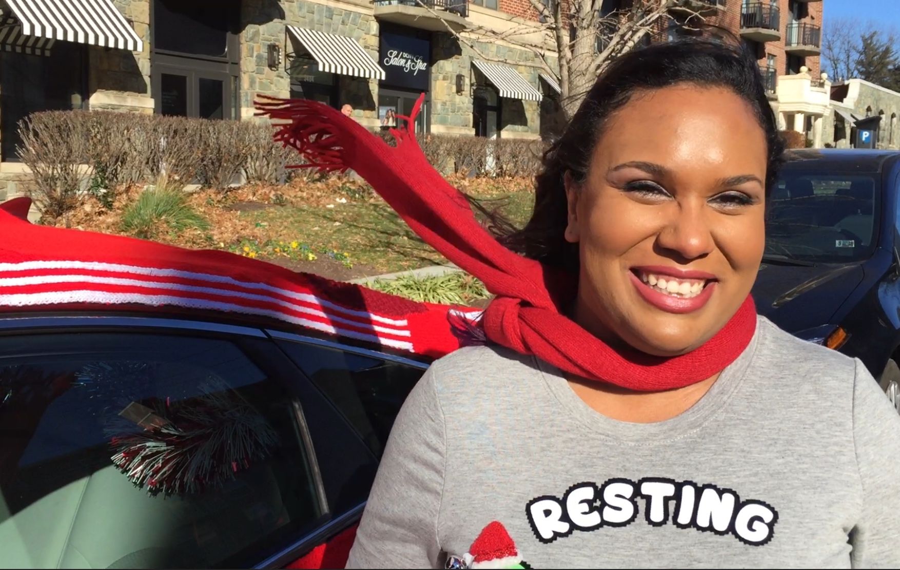Lyft driver Djuana Turner, of Southern Maryland, volunteered to drive one of the Merry Mode cars this year. (WTOP/Kristi King)