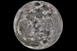 This photo of the moon was taken using a Nikon D810A & Takahashi Mewlon 250 telescope in Virginia on Monday, Jan. 1, 2018.  (Credit: Greg Redfern)
