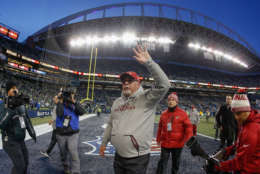 SEATTLE, WA - DECEMBER 31:  Head coach Bruce Arians of the Arizona Cardinals heads off the field after a 26-24 win over the Seattle Seahawks at CenturyLink Field on December 31, 2017 in Seattle, Washington.  (Photo by Otto Greule Jr/Getty Images)