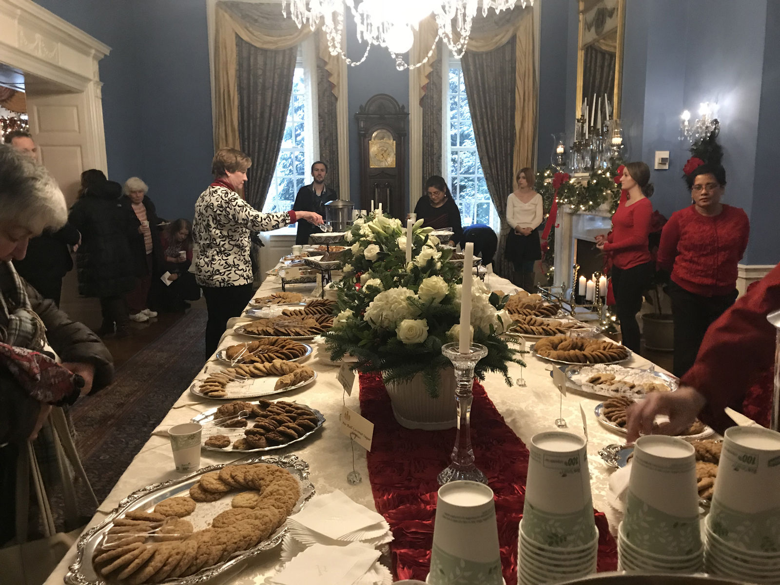 The chefs at Government House were pretty busy with the long table in the state dining room laden with sweet treats including cookies, brownies and other desserts. (WTOP/Dick Uliano)