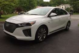 The hybrid version of the Hyundai Ioniq is the most cost-effective, with prices starting around $22,500. (WTOP/Mike Parris) 