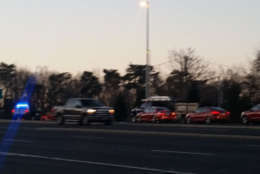 Northbound lanes were stopped while southbound traffic was diverted. (WTOP/Kathy Stewart)