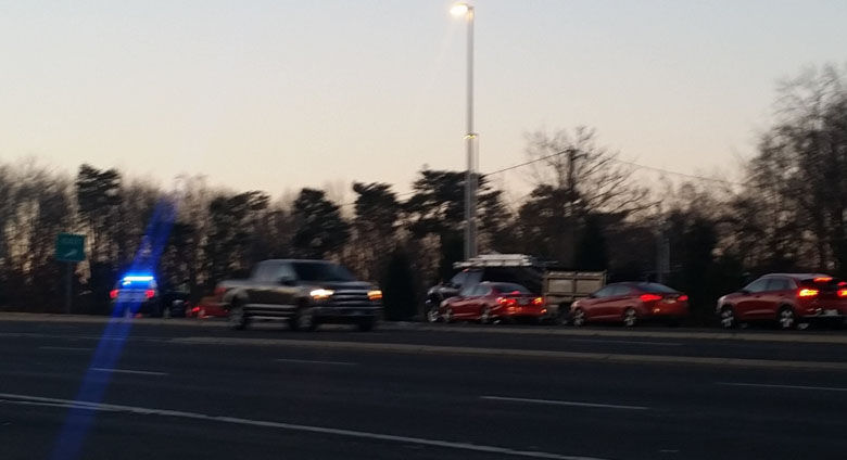 Northbound lanes were stopped while southbound traffic was diverted. (WTOP/Kathy Stewart)