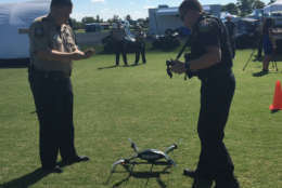 Officers with the Loundoun County Sheriff's Office test out a drone the deparment purchased as part of the county's Operation Lifesaver program. (Courtesy Loudoun County Sheriff's Office)