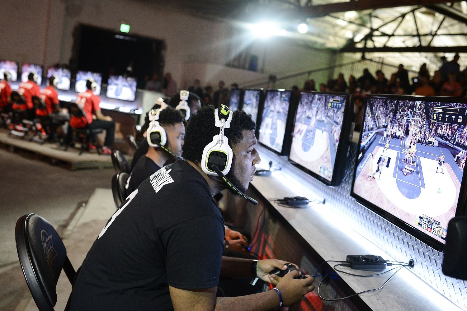 IMAGE DISTRIBUTED FOR NBA 2K - Team Drewkerbockers seen at the NBA 2K16 Road to the Finals championship event on Wednesday, June 1, 2016, in Los Angeles. Two teams of gamers go head to head during a competition that merges simulation basketball with eSports for a shot at $250,000 and a trip to the 2015-2016 NBA Finals. (Photo by Dan Steinberg/Invision for NBA 2K/AP Images)