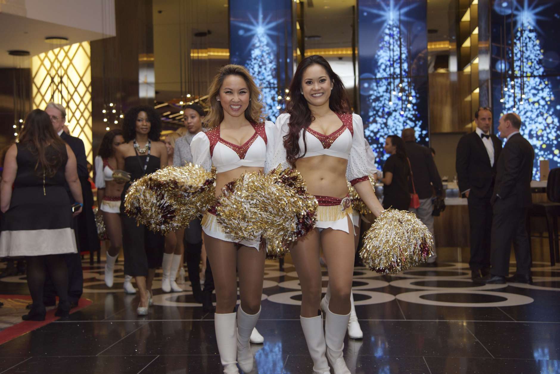 Redskins Cheerleaders led an employee parade at the grand opening of MGM National Harbor in December 2016, (Courtesy MGM National Harbor)