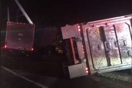 A truck overturned in a crash on Route 28. (Courtesy Fairfax County police)