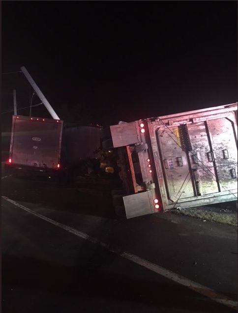 A truck overturned in a crash on Route 28. (Courtesy Fairfax County police)