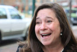 Democrat Shelly Simonds reacts to the news that she won the 94th District precincts by one vote after previously trailing incumbent David Yancey by ten votes post-election, following a recount Tuesday, Dec. 19, 2017, in Hampton, Va. The next day a three-judge recount panel added a vote to Yancey to tie the race. (Joe Fudge/The Daily Press via AP)