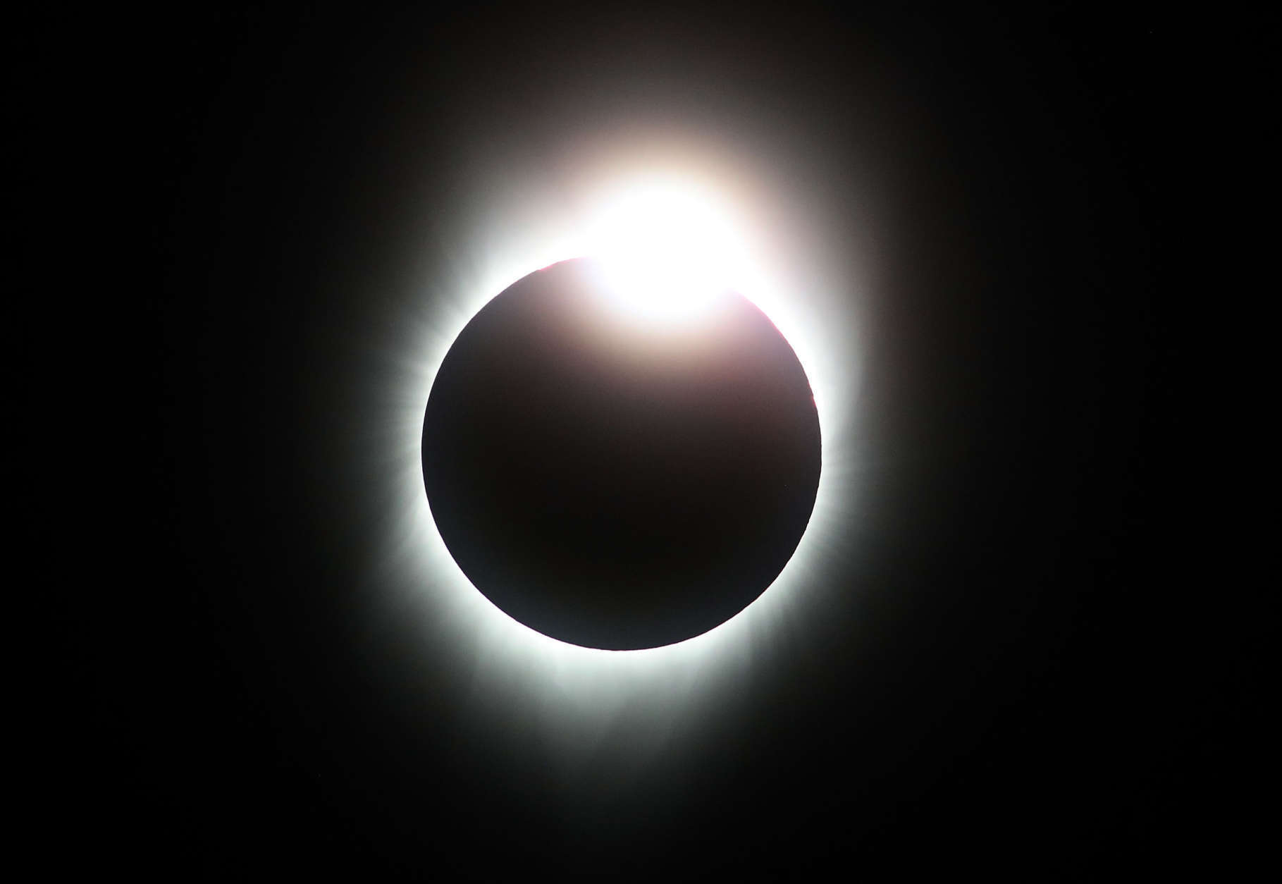 CASPER, WY - AUGUST 21:  A total eclipse with the 'diamond ring' effect is seen from South Mike Sedar Park on August 21, 2017 in Casper, Wyoming.  Millions of people have flocked to areas of the U.S. that are in the "path of totality" in order to experience a total solar eclipse. During the event, the moon will pass in between the sun and the Earth, appearing to block the sun.  (Photo by Justin Sullivan/Getty Images)