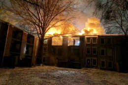 The fire happened at a condo complex in Gaithersburg. (Courtesy Montgomery County Fire and Rescue)