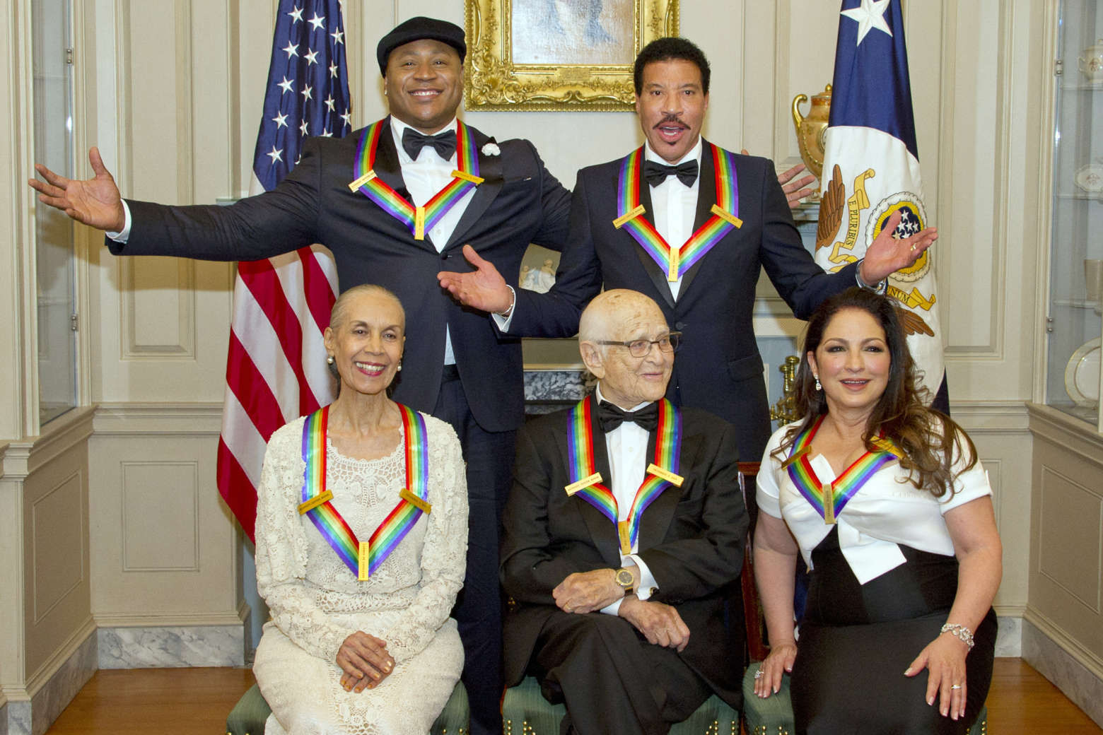 LL Cool J, Lionel Richie, Carmen de Lavallade, Norman Lear and Gloria Estefan receive their Kennedy Center Honors. (Getty Images)