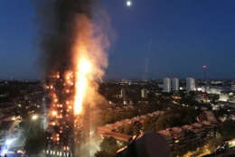 LONDON, ENGLAND - JUNE 14:  In this image taken by eyewitness Gurbuz Binici, a huge fire engulfs the 24 story Grenfell Tower in Latimer Road, West London in the early hours of this morning on June 14, 2017 in London, England.  The Mayor of London, Sadiq Khan, has declared the fire a major incident. Fatalities have been confirmed and at least 50 people are receiving hospital treatment.  (Photo by Gurbuz Binici /Getty Images)