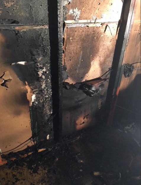 Before 5 p.m., Montgomery County firefighters responded to an electrical fire in the basement of a three-story building in the 8900 block of Centerway Road in Gaithersburg. (Courtesy Montgomery County Fire & Rescue)