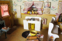 In this photo: a close-up within the diorama titled, "Kitchen."

Frances Glessner Lee, Kitchen (detail), about 1944-46. Collection of the Harvard Medical School, Harvard University, Cambridge, MA, courtesy of the Office of the Chief Medical Examiner, Baltimore, MD. (Courtesy of the Renwick Gallery)