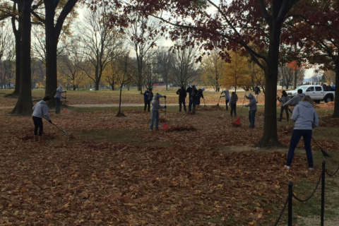Volunteers gather to clean up Vietnam Veterans Memorial