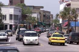 Midday traffic is shown on Bay Street in downtown Beaufort, S.C., April 19, 2001. Beaufort, one of the oldest communities in South Carolina, grew almost 35 percent in the past decade. (AP Photo/Lou Krasky)