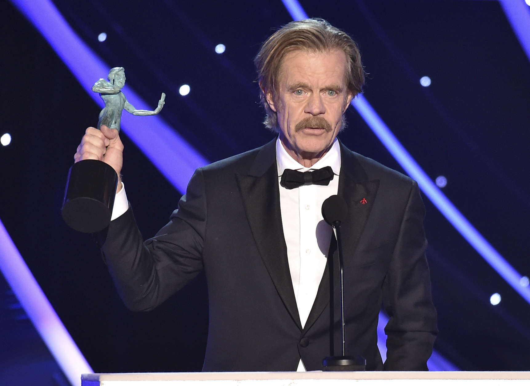 William H. Macy accepts the award for outstanding performance by a male actor in a comedy series for "Shameless" at the 24th annual Screen Actors Guild Awards at the Shrine Auditorium &amp; Expo Hall on Sunday, Jan. 21, 2018, in Los Angeles. (Photo by Vince Bucci/Invision/AP)