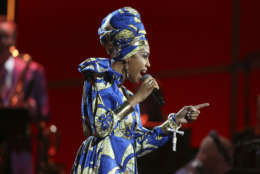 Jazzmeia Horn performs at the 60th annual Grammy Awards at Madison Square Garden on Sunday, Jan. 28, 2018, in New York. (Photo by Matt Sayles/Invision/AP)