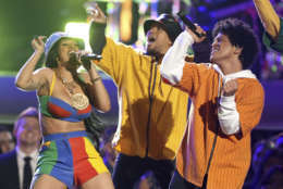 Bruno Mars and Cardi B perform "Finesse" at the 60th annual Grammy Awards at Madison Square Garden on Sunday, Jan. 28, 2018, in New York. (Photo by Matt Sayles/Invision/AP)