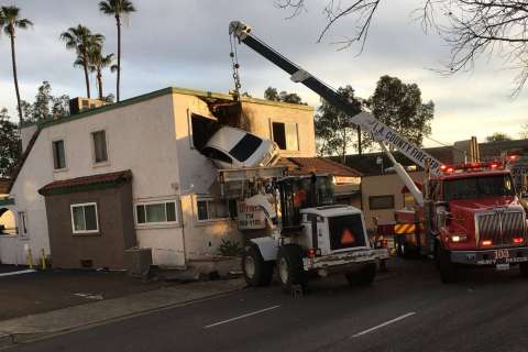 Video shows moment car goes airborne, slams into 2nd floor of Calif. office