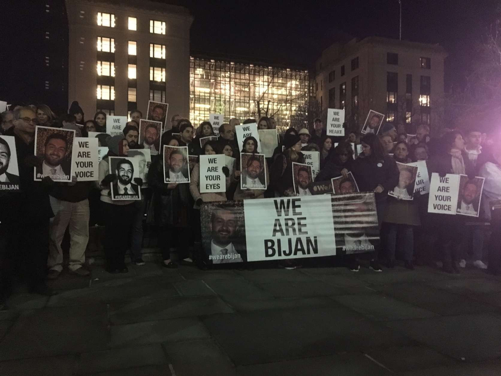 The protest Friday, Jan. 26, 2018, was one of several that has been organized since Bijan Ghaisar’s death last November. Ghaisar died after he was shot by U.S. Park Police. (WTOP/Mike Murillo)