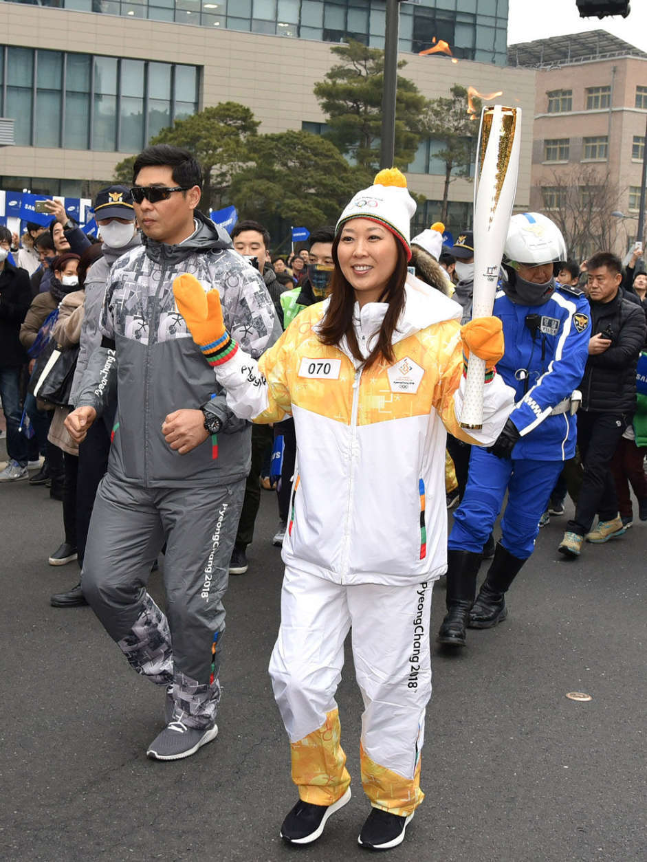 WTOP sales manager Suann Lee participated in the Olympic torch relay in Seoul, South Korea. (WTOP/Suann Lee)