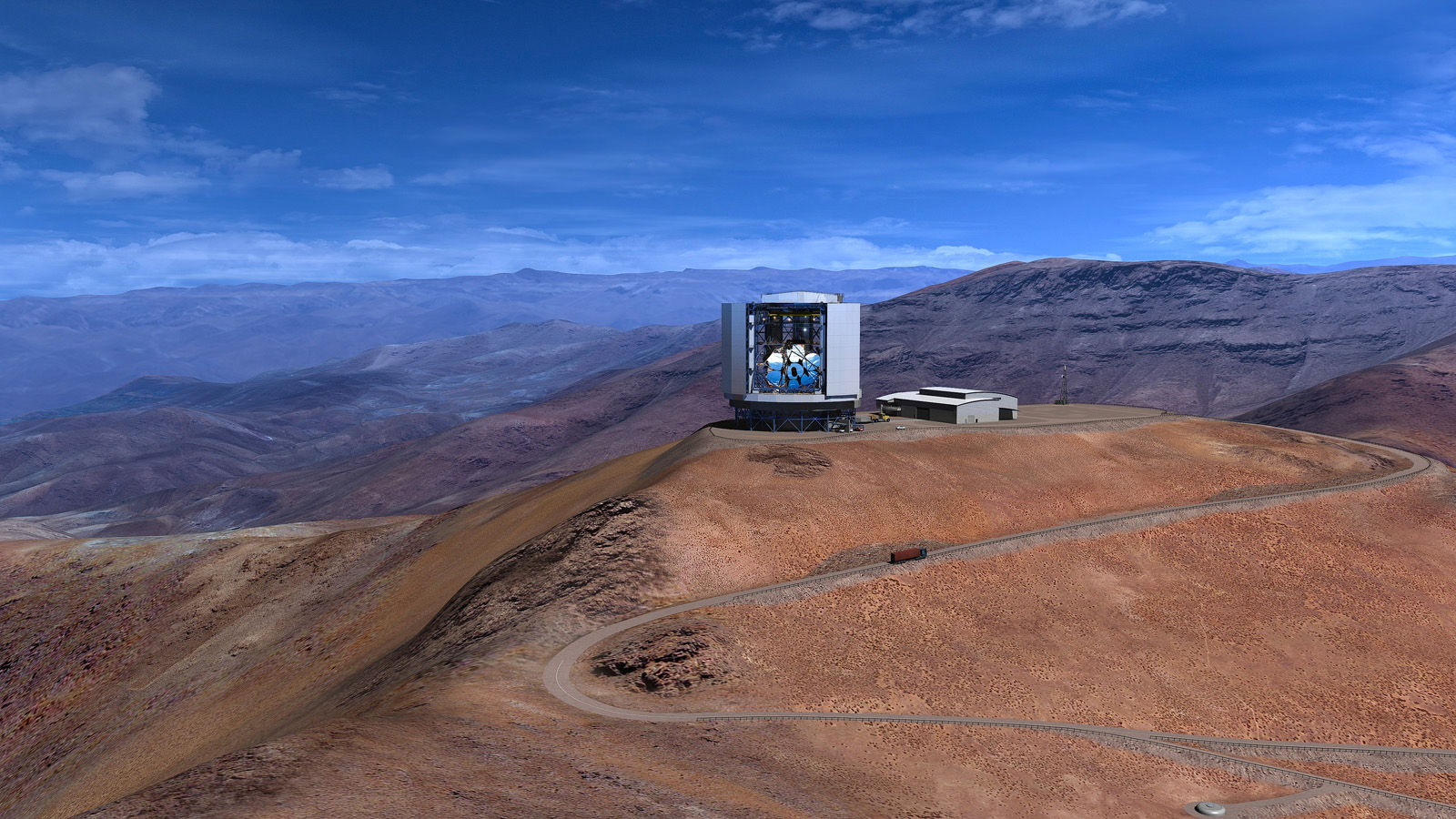 The Giant Magellan Telescope is under construction on a remote mountain top and is projected to begin commissioning in 2023. (Courtesy GMTO Corporation)
