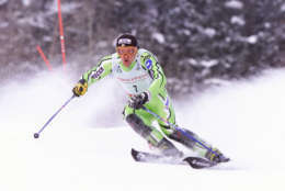 26 Nov 2001 : Jure Kosir Slovania of during the 2nd Mens Slalom at the 2001 Ski World Cup in Aspen, Colorado. DIGITAL IMAGE. Mandatory Credit: Adam Pretty/Allsport