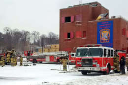 Class 381 of the D.C. Fire Training Academy battle the elements during its training. (Courtesy D.C. Fire and EMS)