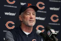 Chicago Bears head coach John Fox speaks during a news conference after an NFL football game against the Minnesota Vikings, Sunday, Dec. 31, 2017, in Minneapolis. The Vikings won 23-10. (AP Photo/Bruce Kluckhohn)